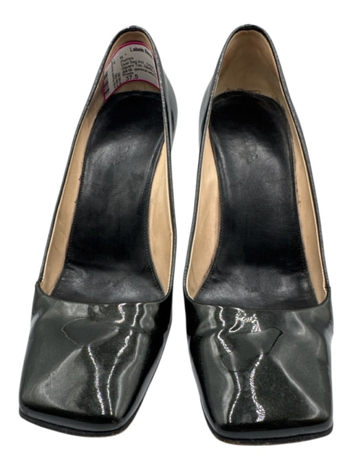 Prada Shoe Size 37.5 Green Patent Leather Square Toe Stiletto Glitter Pumps Green / 37.5