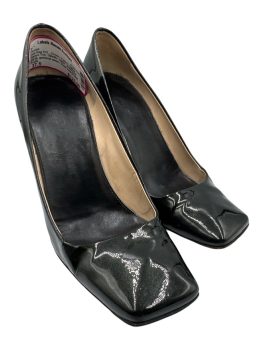 Prada Shoe Size 37.5 Green Patent Leather Square Toe Stiletto Glitter Pumps Green / 37.5