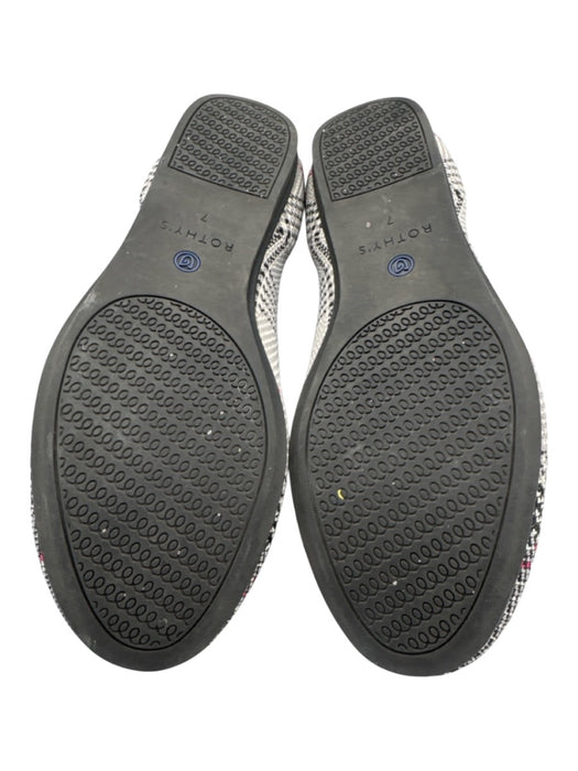Rothy's Shoe Size 7 Gray, Black, Pink Synthetic Knit Round Toe Plaid Flats Gray, Black, Pink / 7