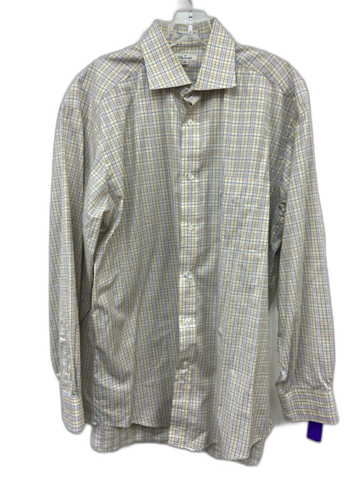 Facconable Size 16.5 Yellow & Multi Cotton Plaid Button Down Long Sleeve Shirt Yellow & Multi / 16.5