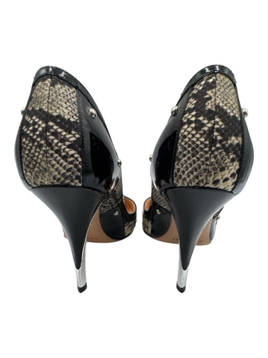 Casadei Shoe Size 37 Black & Beige Patent Leather Embossed Snake Print Pumps Black & Beige / 37