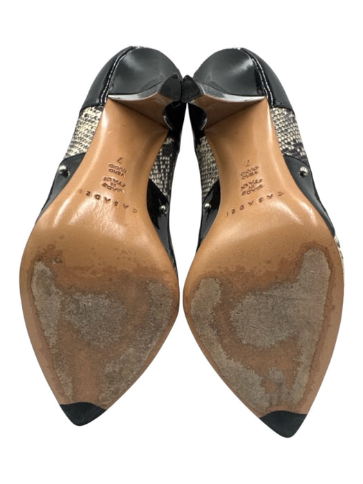 Casadei Shoe Size 37 Black & Beige Patent Leather Embossed Snake Print Pumps Black & Beige / 37