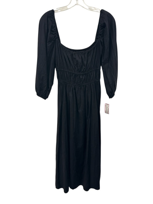 Reformation Size S Black Cotton Puff 1/2 Sleeve Square Neck Empire Waist Dress Black / S