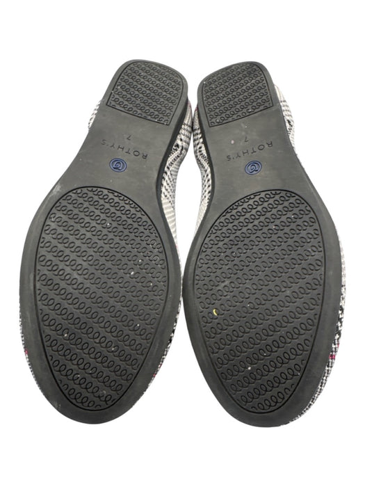 Rothy's Shoe Size 7 Gray, Black, Pink Synthetic Knit Round Toe Plaid Flats Gray, Black, Pink / 7