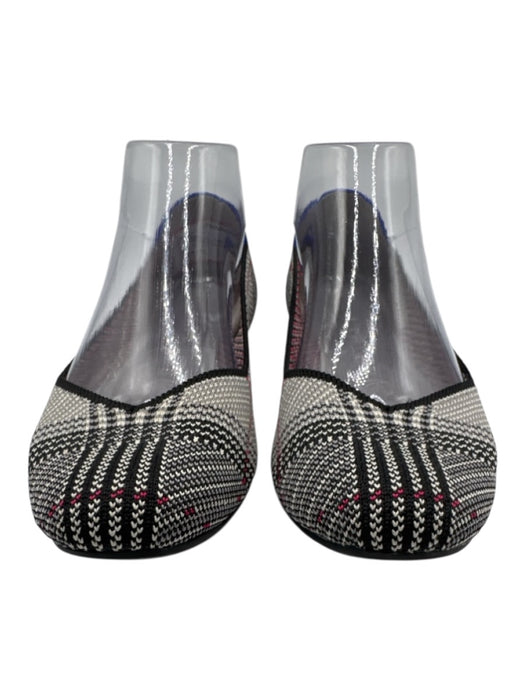 Rothy's Shoe Size 7 Gray, Black, Pink Synthetic Knit Round Toe Plaid Flats Gray, Black, Pink / 7