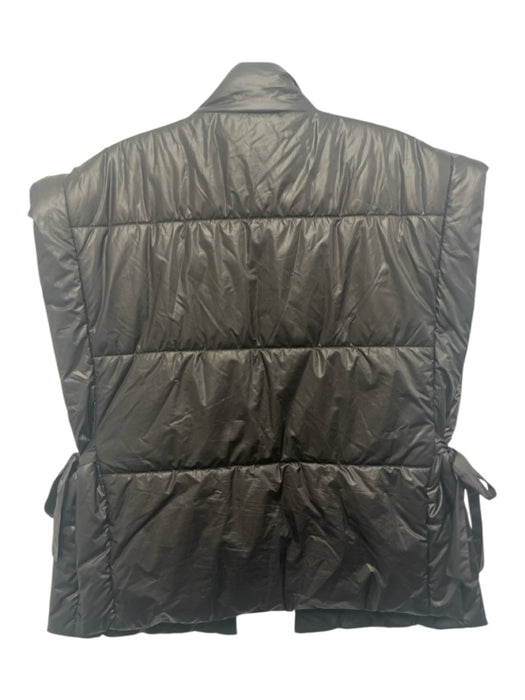 Pilcro Size One Size Black Polyester Cap Sleeve Puffer Side Ties Open Front Vest Black / One Size