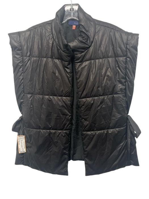 Pilcro Size One Size Black Polyester Cap Sleeve Puffer Side Ties Open Front Vest Black / One Size