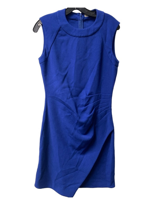 L'agence Size 6 Blue Polyester Blend Round Neck Sleeveless Pleat Detail Dress Blue / 6