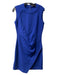 L'agence Size 6 Blue Polyester Blend Round Neck Sleeveless Pleat Detail Dress Blue / 6