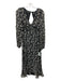 Zara Size S Black, White & Beige Polyester V Neck Floral Long Sleeve Knit Dress Black, White & Beige / S