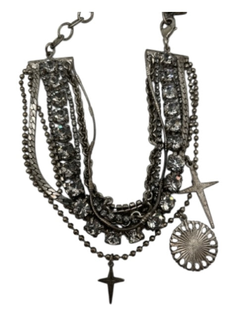 Dylan Lex Gunmetal Gray Metal Multi Strand Charms Lobster Clasp Bracelet Gunmetal Gray