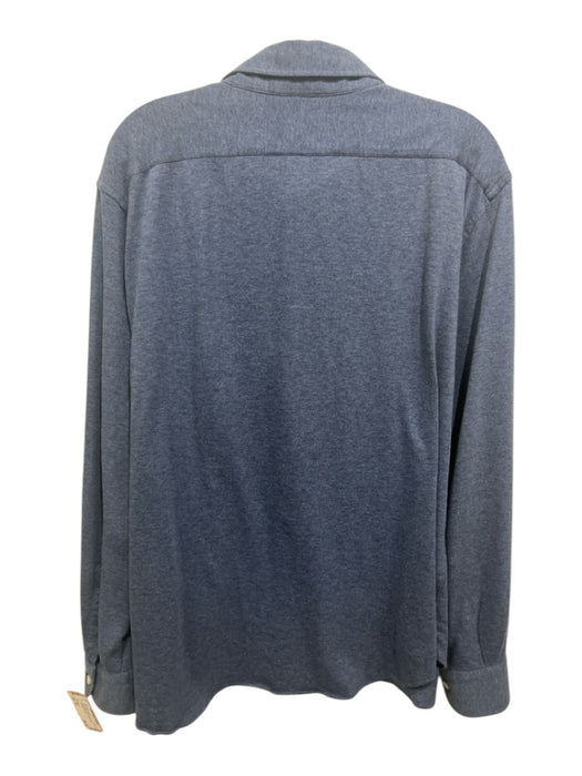Giangi Size XL Blue Cotton Solid Button Down Men's Long Sleeve Shirt Blue / XL