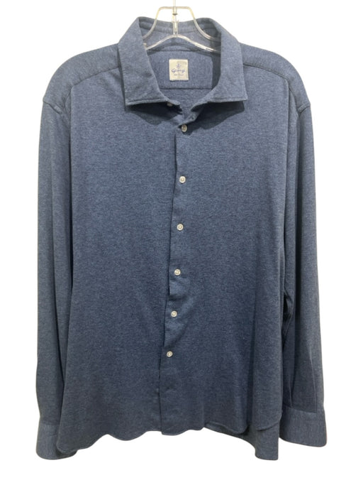 Giangi Size XL Blue Cotton Solid Button Down Men's Long Sleeve Shirt Blue / XL