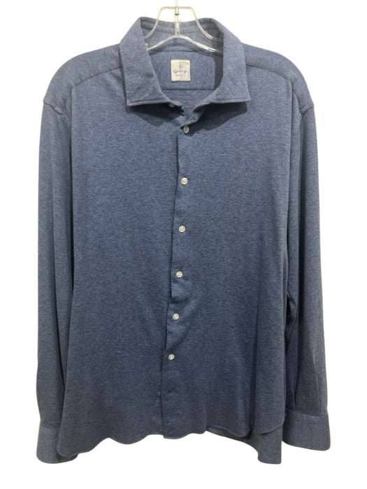 Giangi Size XL Blue Cotton Solid Button Down Men's Long Sleeve Shirt Blue / XL