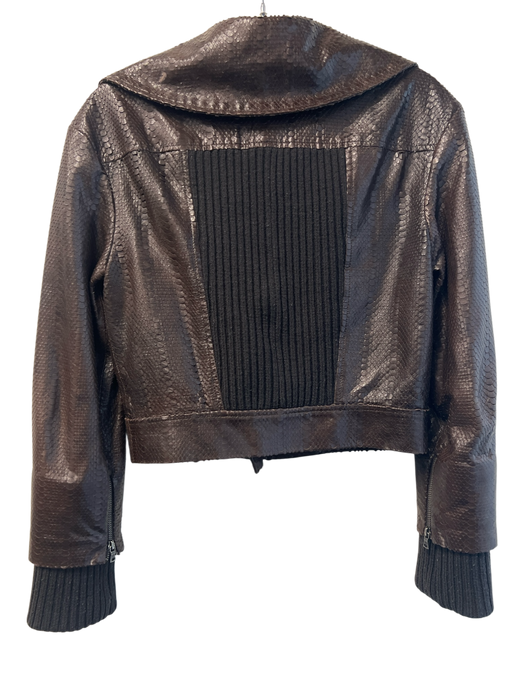 Alice & Olivia Size Est Small Brown Lamb leather Zip No pockets Jacket Brown / Est Small