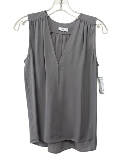 Vince Size XS Gray Silk Sleeveless V Neck High Low Top Gray / XS