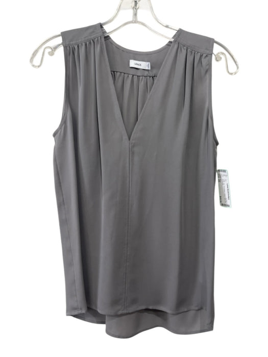 Vince Size XS Gray Silk Sleeveless V Neck High Low Top Gray / XS