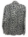 Theory Size P White, Black & Tan Silk Long Sleeve Button Up & Collar Top White, Black & Tan / P
