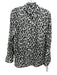 Theory Size P White, Black & Tan Silk Long Sleeve Button Up & Collar Top White, Black & Tan / P