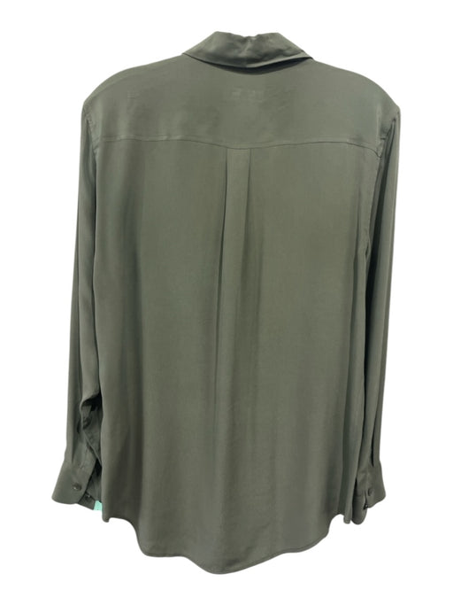 Equipment Femme Size XS Army Green Silk Long Sleeve Button Up & Collar Top Army Green / XS