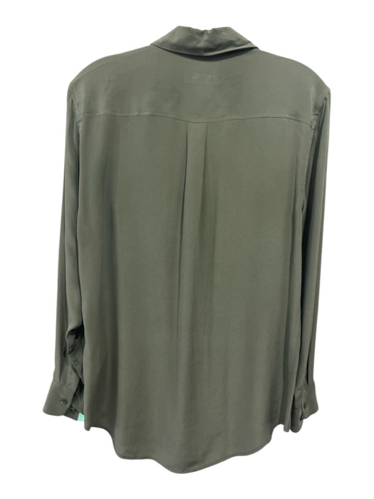 Equipment Femme Size XS Army Green Silk Long Sleeve Button Up & Collar Top Army Green / XS