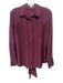 Frame Size XS Burgundy Silk Long Sleeve Button Up & Collar Neck Tie Top Burgundy / XS