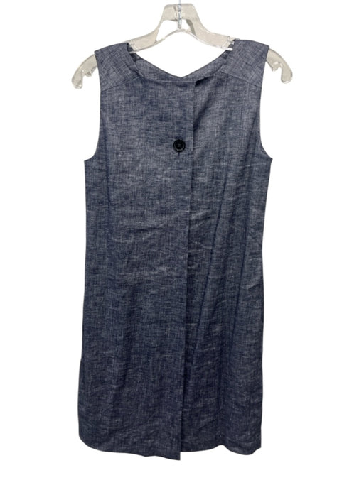 Theory Size 00 Blue Linen Blend Sleeveless Heathered Back Button Detail Dress Blue / 00