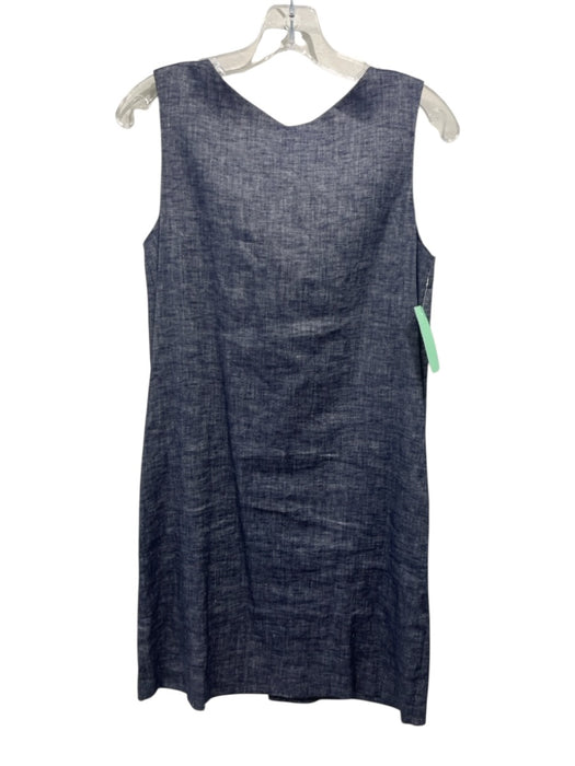 Theory Size 00 Blue Linen Blend Sleeveless Heathered Back Button Detail Dress Blue / 00