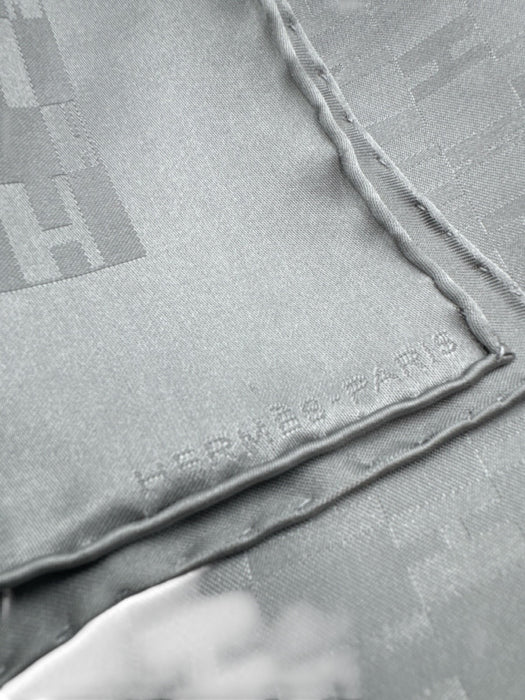Hermes Gray Silk All Over Print Men's Scarf Gray