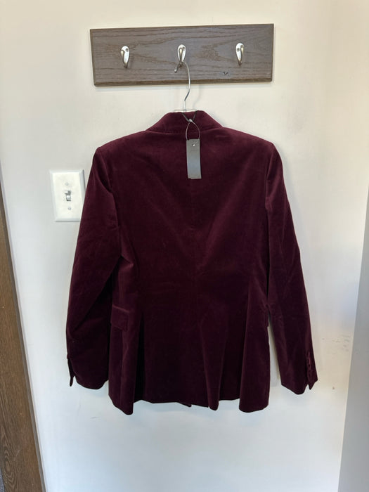 Zara Size M Maroon Velvet Double Breast Blazer Jacket