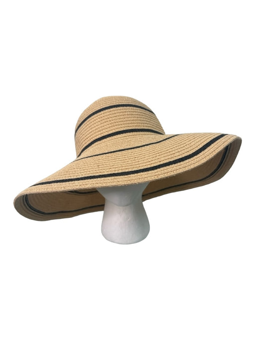 Wallaroo Beige & Black Paper Sun Hat Woven Stripe Detail Adjustable Hat Beige & Black / One Size