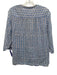 Oliphant Size L Blue, White, Orange Cotton Semi Sheer Geometric Pintuck Top Blue, White, Orange / L