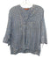 Oliphant Size L Blue, White, Orange Cotton Semi Sheer Geometric Pintuck Top Blue, White, Orange / L