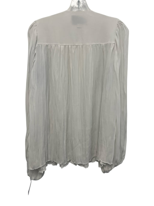 Alexis Size S White Polyester Pleated Long Sleeve Button Down Top White / S