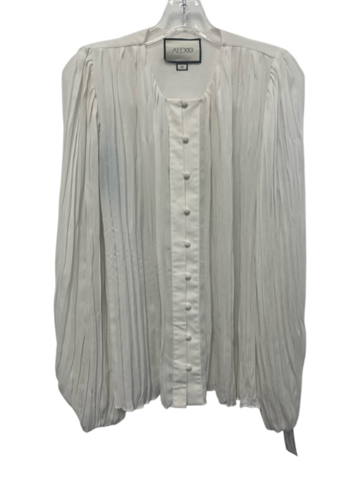 Alexis Size S White Polyester Pleated Long Sleeve Button Down Top White / S