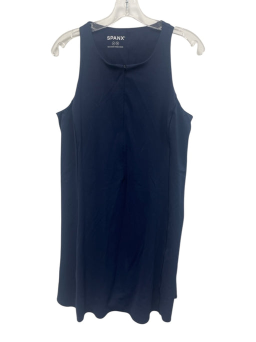 Spanx Size XL Navy Blue Nylon Blend Front Zip built in shorts High Neck Dress Navy Blue / XL