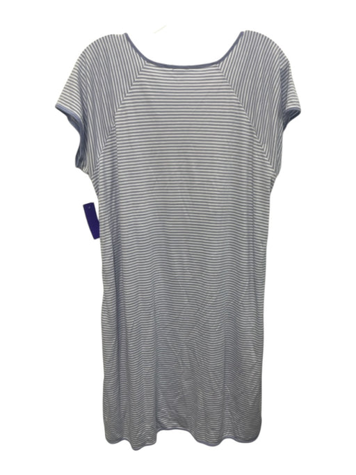 Lake Size L Blue & White Pima Cotton Stripe Short Sleeve Pajama Dress Blue & White / L