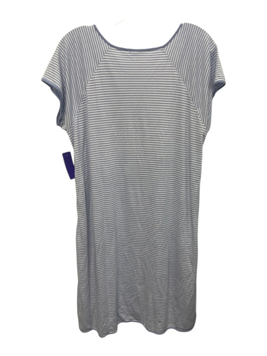 Lake Size L Blue & White Pima Cotton Stripe Short Sleeve Pajama Dress Blue & White / L