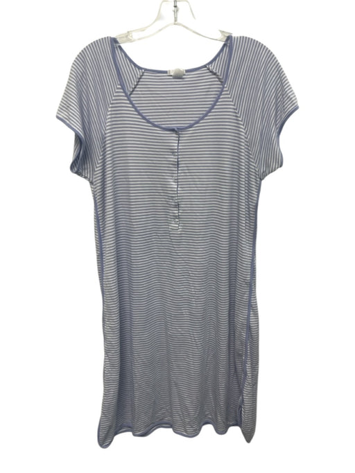 Lake Size L Blue & White Pima Cotton Stripe Short Sleeve Pajama Dress Blue & White / L