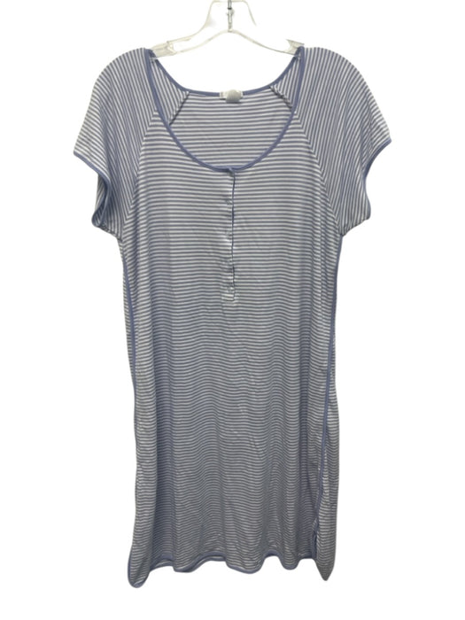 Lake Size L Blue & White Pima Cotton Stripe Short Sleeve Pajama Dress Blue & White / L
