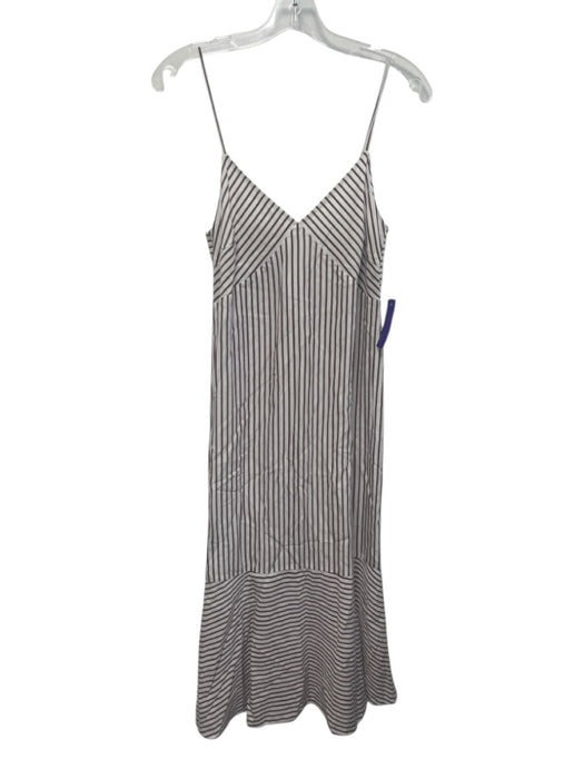 Club Monaco Size 0 Brown & White Tencel Blend Stripe Spaghetti Strap Midi Dress Brown & White / 0