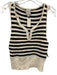Maeve Size S Cream White & Black Cotton Blend Striped Sleeveless Knit Top Cream White & Black / S
