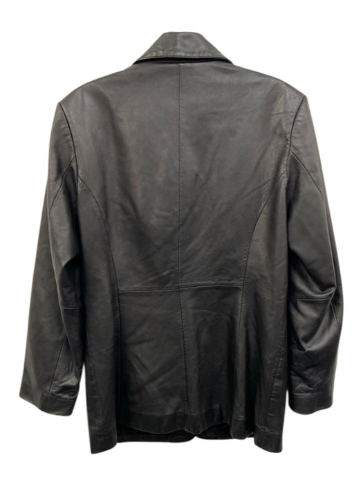 New York Classics Size PS Black Genuine Leather Button Front Paneled Jacket Black / PS