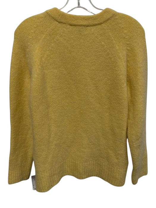 Maje Size 1 Yellow Alpaca Blend Fuzzy Knit Ribbed Hem Pullover Sweater Yellow / 1