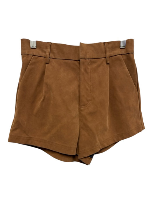 Free People Size XS Brown PU Leather Suede Front Pleat Hook & Zip Fly Shorts Brown / XS