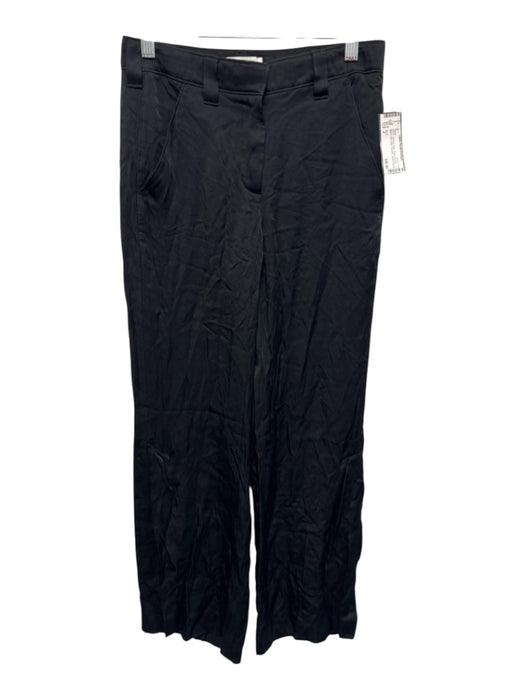 A.L.C. Size 2 Black Viscose Blend Side Slits Pocketed Hook & Zip Fly Pants Black / 2