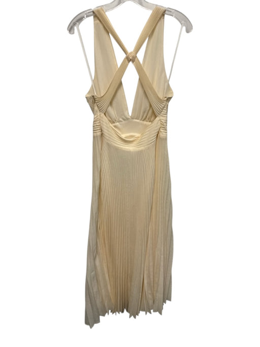 A.L.C. Size 6 Cream White Polyester Accordion Pleats V Neck X Back Dress Cream White / 6