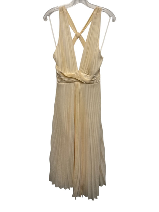 A.L.C. Size 6 Cream White Polyester Accordion Pleats V Neck X Back Dress Cream White / 6