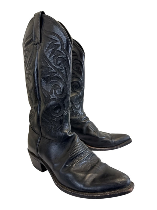 Dan Post Shoe Size 7.5 Black Leather Upper Western Embroidered Calf high Boots Black / 7.5