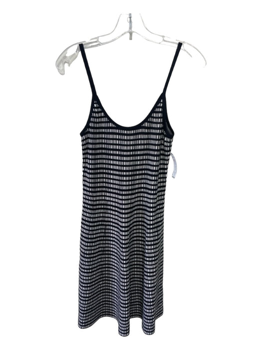 Theory Size PS Black & White Viscose Blend Grid Print Spaghetti Strap Dress Black & White / PS